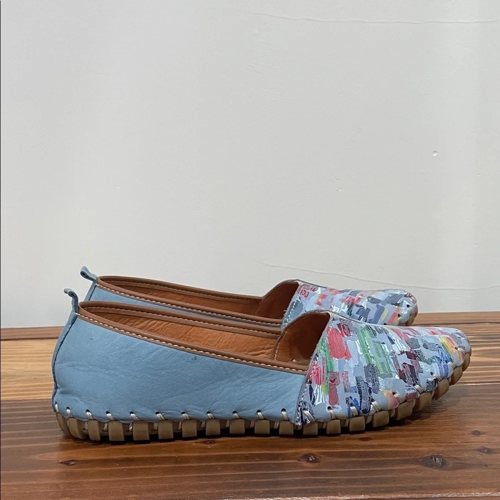 GELATO Women's Tennace Soft Leather Lightweight Shoes In Blue Size 39 (8-8.5 US)